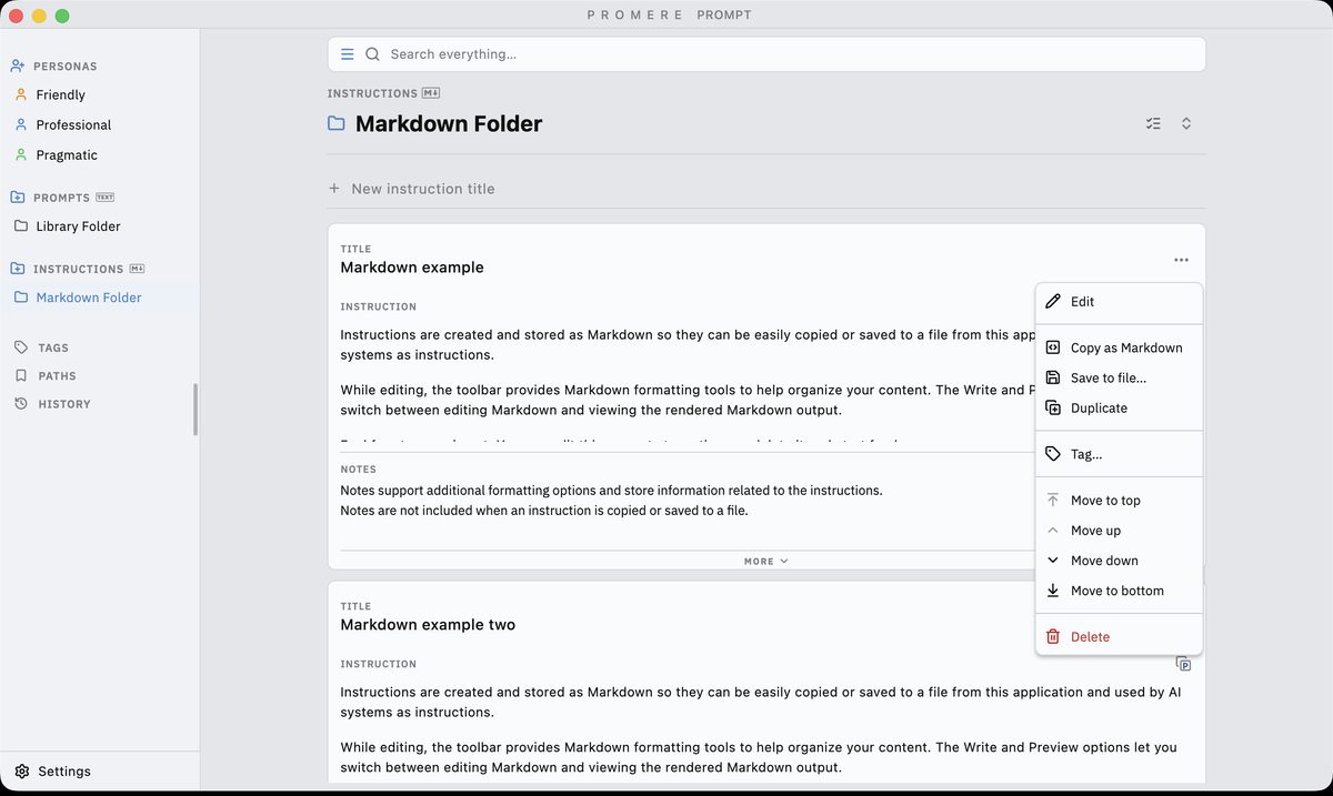 A Markdown instruction document rendered in the preview tab, in light appearance.